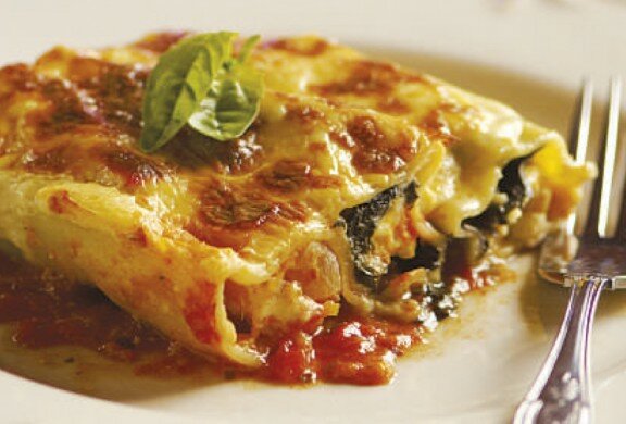 Spinach, butternut and feta cannelloni