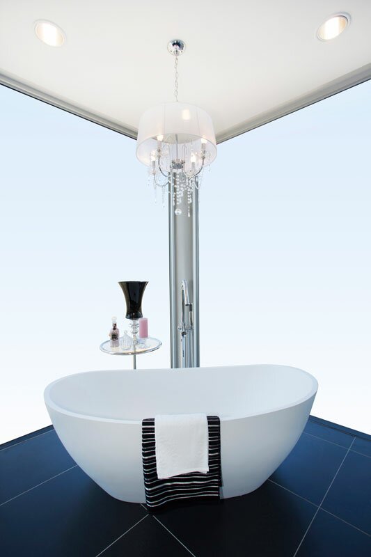 A-modern,-oval-free-standing-bath-creates-a-contemporary-look