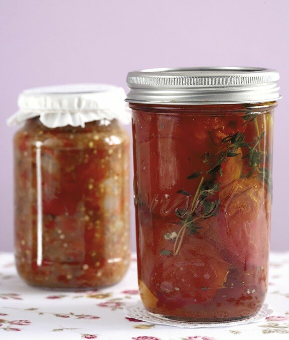 Preserved herbed tomatoes