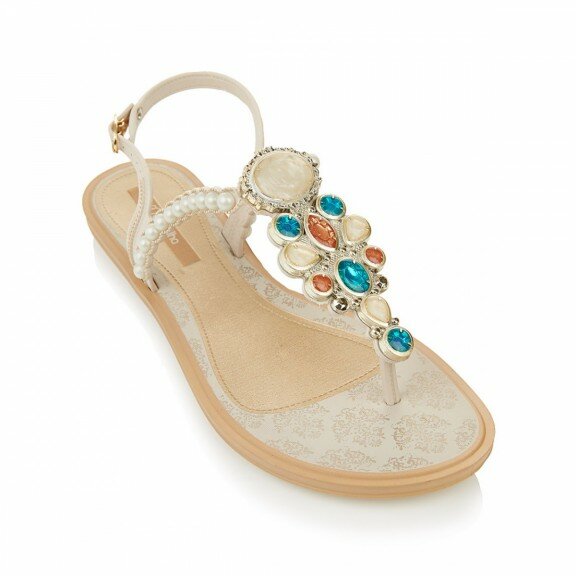 Bejeweled and pearl sandal